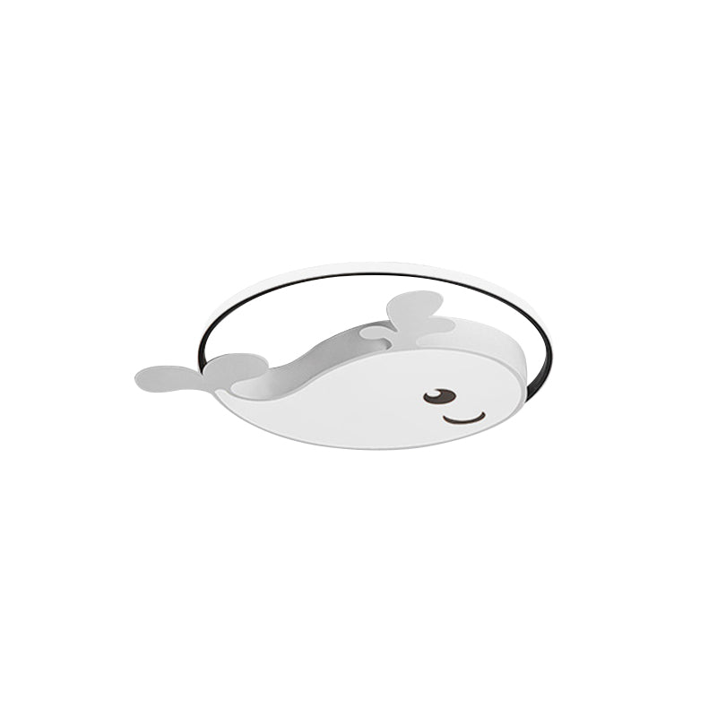 Smile Dolphin Kids’ Bedroom Ceiling Lamp - Acrylic Animal Flush Light