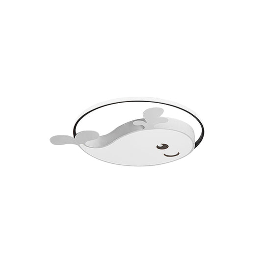 Smile Dolphin Kids’ Bedroom Ceiling Lamp - Acrylic Animal Flush Light