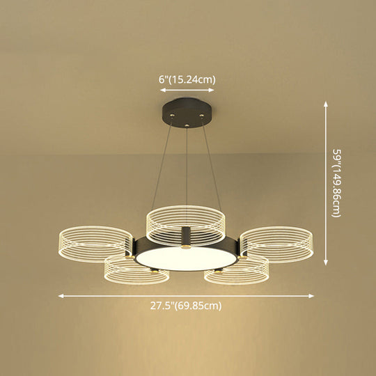 Modern Acrylic Circle Pendant Light For Living Room - Stylish Chandelier Ceiling Lighting