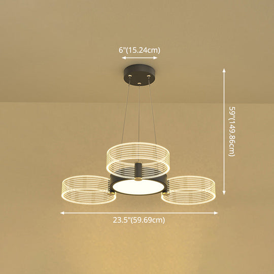 Modern Acrylic Circle Pendant Light For Living Room - Stylish Chandelier Ceiling Lighting