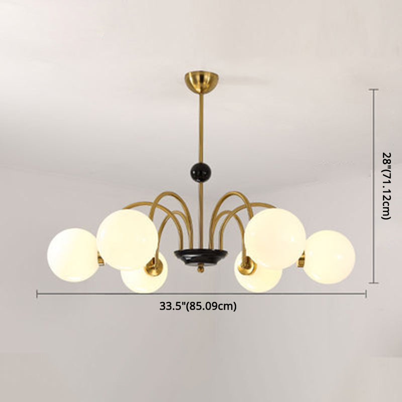 Modern White Glass Globe Chandelier For Bedroom Lighting