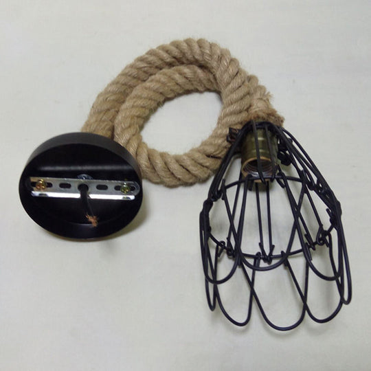 Industrial Iron Flower Pendant Light Ceiling Fixture For Bar - Hanging Cord Included Flaxen / No