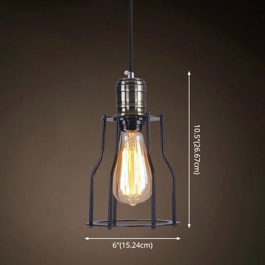 Industrial Retro 1-Light Pendant With Metal Cage For Bar - Hang In Style!