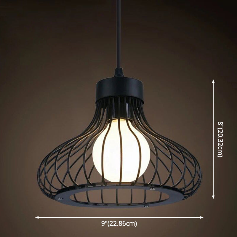 Industrial Retro 1-Light Pendant With Metal Cage For Bar - Hang In Style!