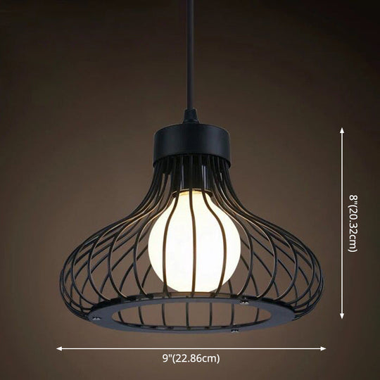 Industrial Retro 1-Light Pendant With Metal Cage For Bar - Hang In Style!