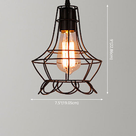Industrial Retro 1-Light Pendant With Metal Cage For Bar - Hang In Style!