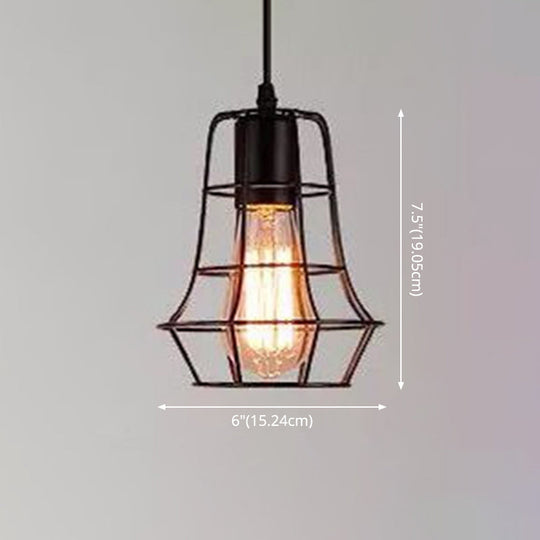 Industrial Retro 1-Light Pendant With Metal Cage For Bar - Hang In Style!