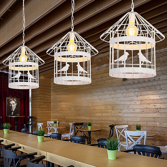 Nordic Industrial Style 1-Light Bird Cage Ceiling Fixture For Coffee Shop: Metallic Light