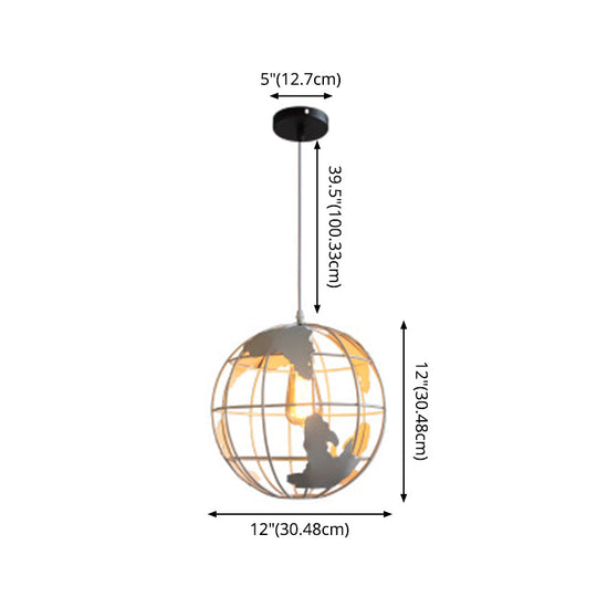 Industrial Metallic Pendant Light With Cage Globe Design For Coffee Shop - 1 Ceiling Fixture