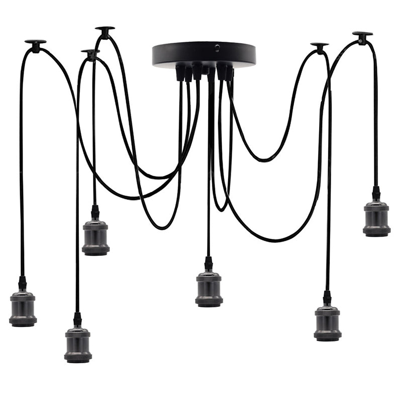 Industrial Style Aluminum Multi Pendant Light With 6 Spider-Style Drop Ceiling Lights For Bar