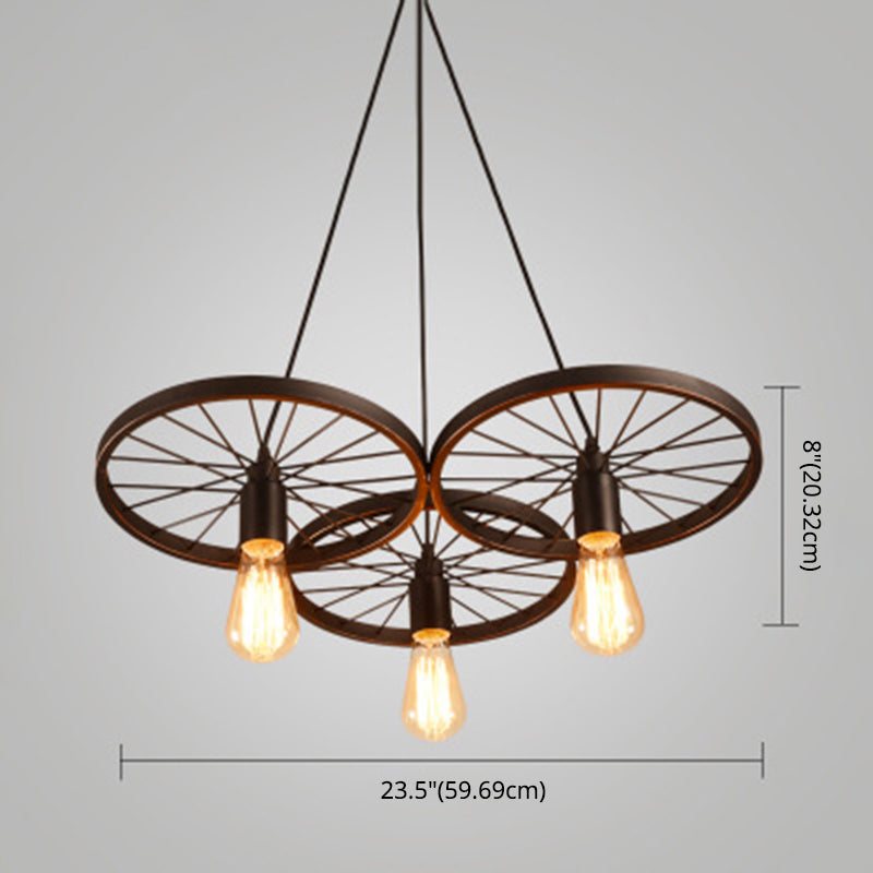 Industrial Style Metallic Multi-Light Pendant With Wheel Design - Perfect For Restaurants
