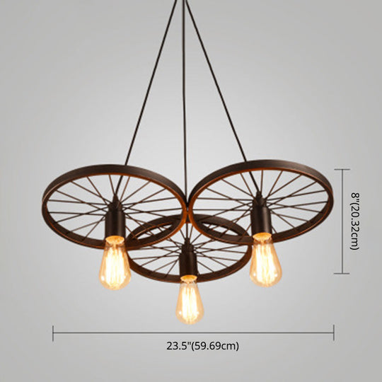 Industrial Style Metallic Multi-Light Pendant With Wheel Design - Perfect For Restaurants