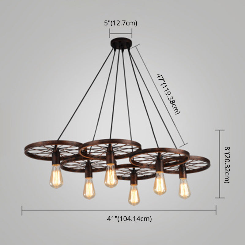 Industrial Style Metallic Multi-Light Pendant With Wheel Design - Perfect For Restaurants