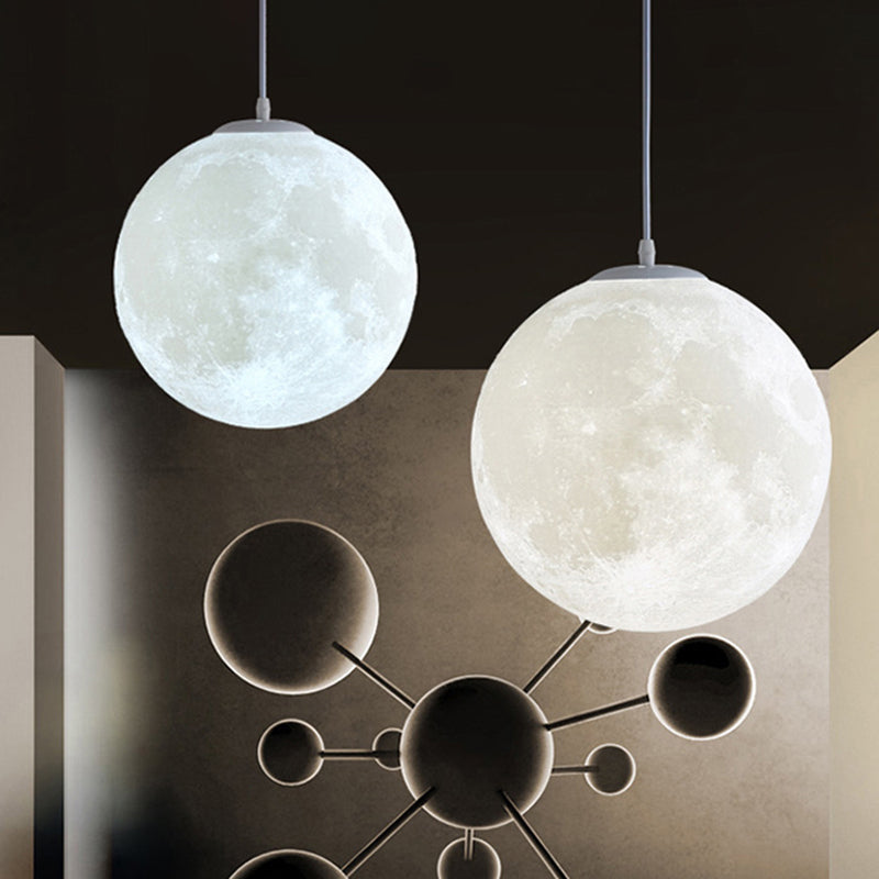 Simplicity Nordic Style Moon Hanging Pendant Light: Plastic Ceiling Fixture For Bedroom - 1-Light