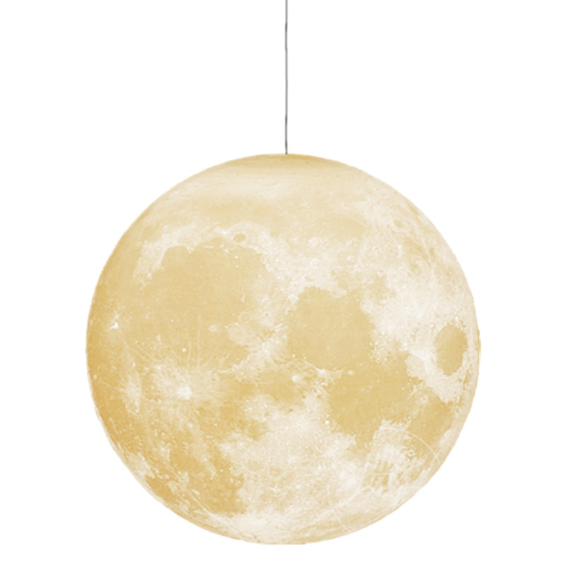 Simplicity Nordic Style Moon Hanging Pendant Light: Plastic Ceiling Fixture For Bedroom - 1-Light