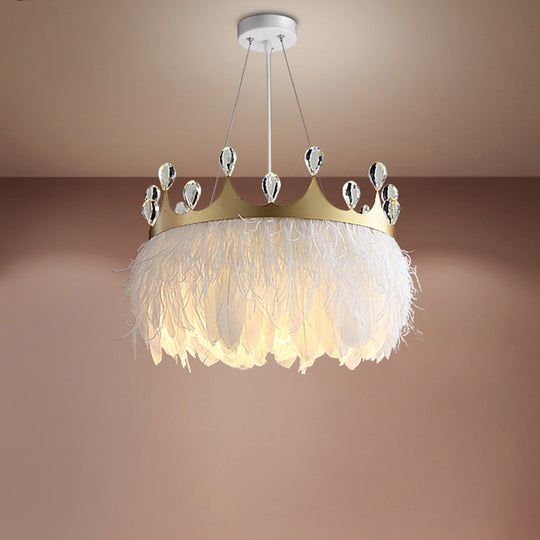 Simplistic Nordic Style 1-Light Crown Suspended Ceiling Lamp For Childrens Bedroom
