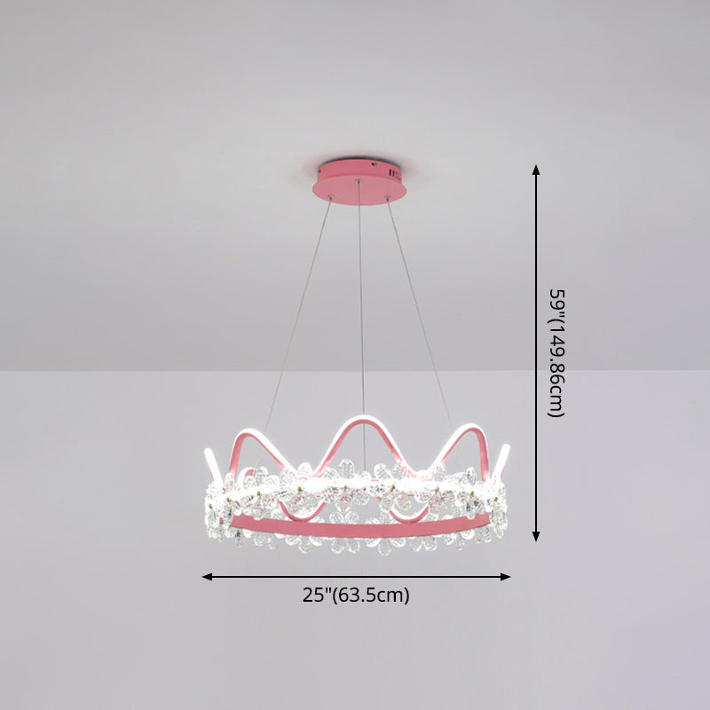 Nordic Style Crystal Pendant Light With 1 Suspended Crown For Living Room