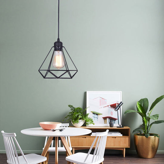 Black Diamond Iron Cluster Pendant: Industrial Retro Hanging Lamp For Restaurants (1-Light)