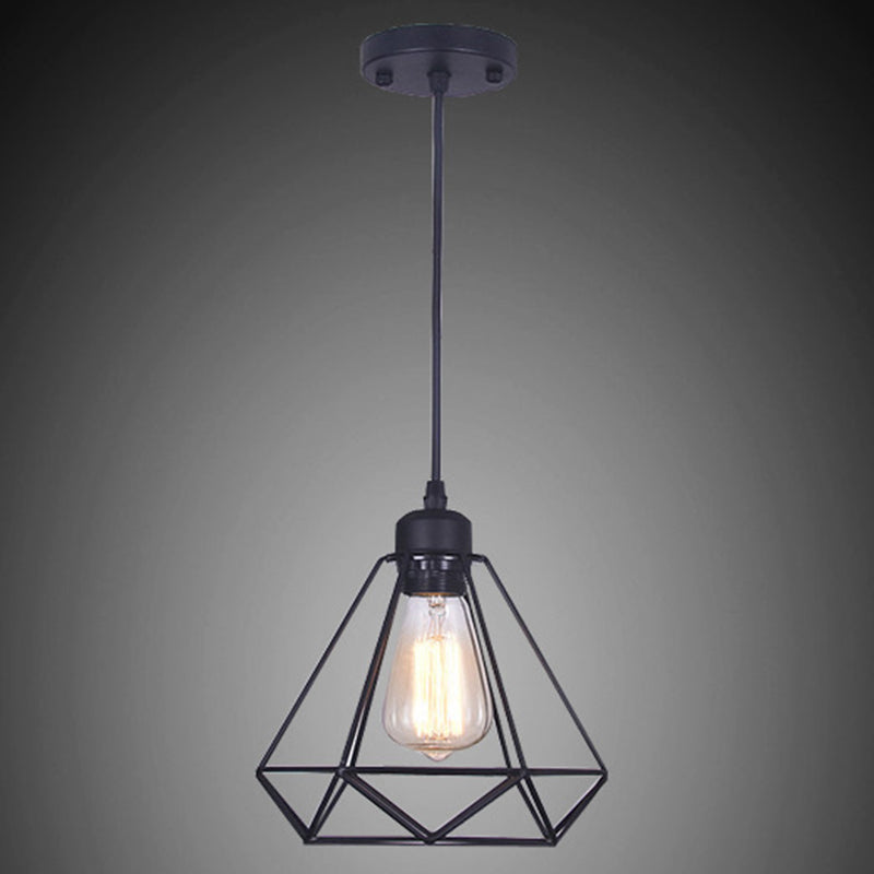 Black Diamond Iron Cluster Pendant: Industrial Retro Hanging Lamp For Restaurants (1-Light)