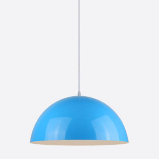 Dome Restaurant Pendant Light Modern Metal Design Hanging Ceiling With 1 Blue / 12