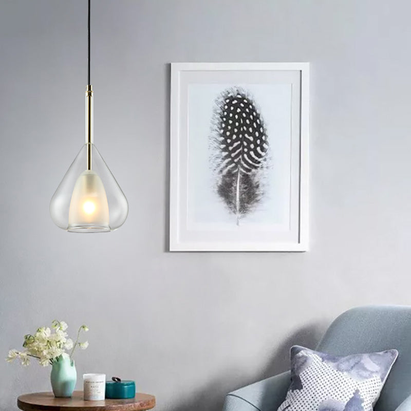 Modern Glass Teardrop Pendant Lamp For Living Room