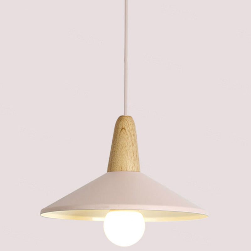 Nordic Style Metal 1-Light Hanging Ceiling Pendant With Wooden Top - Ideal For Restaurants Pink / 13