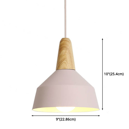 Nordic Style Metal Hanging Pendant Lamp With Wooden Top - Ideal For Restaurants