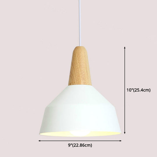 Nordic Style Metal Hanging Pendant Lamp With Wooden Top - Ideal For Restaurants