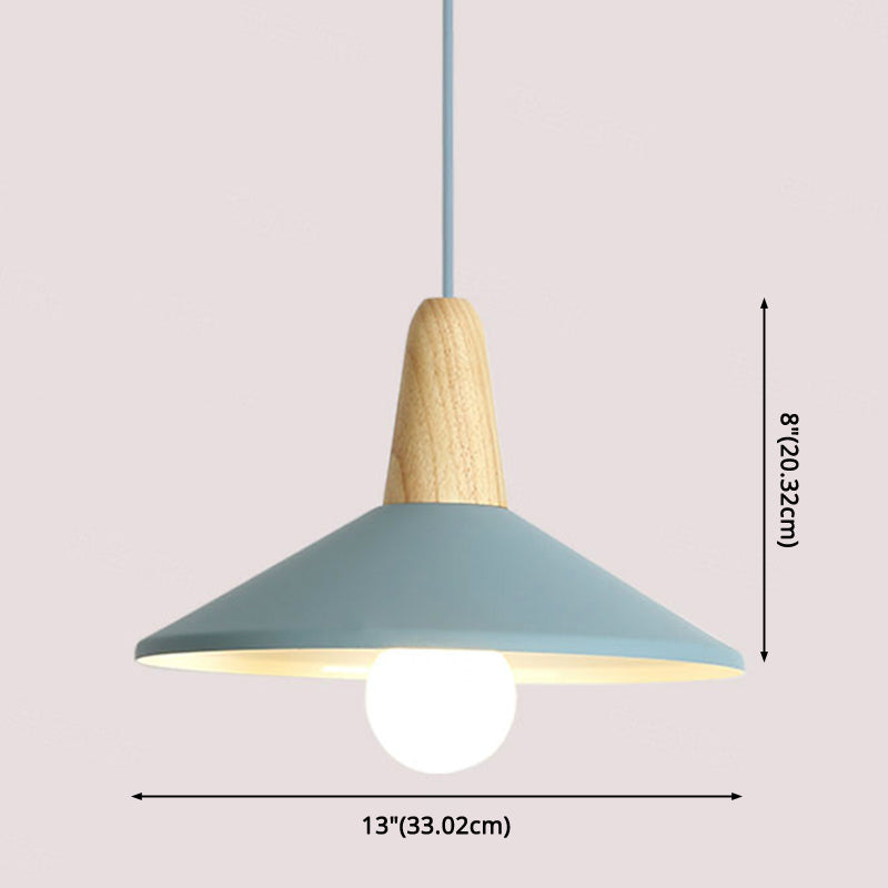 Nordic Style Metal Hanging Pendant Lamp With Wooden Top - Ideal For Restaurants