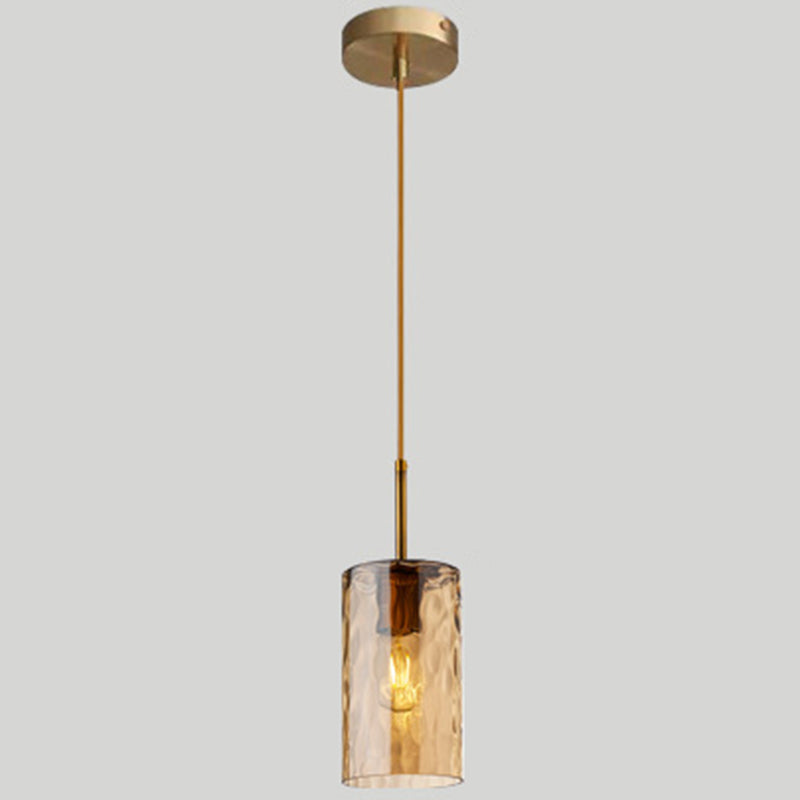 Minimalist Glass Pendant Lamp - Modern Ripple Design For Dining Room Amber