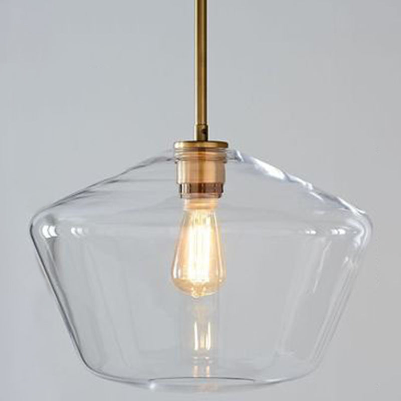 Modern Minimalist Glass Pendant Light For Dining Room - 1-Light Hanging Lamp Clear / 12