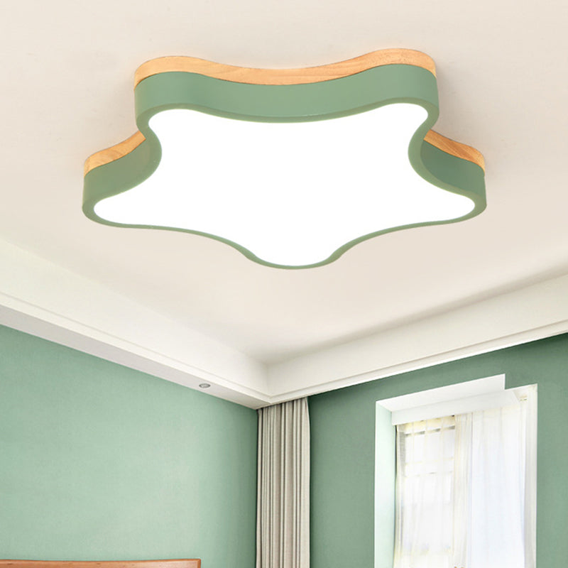 Contemporary Star - Shaped Flush Mount Acrylic Ceiling Light Fixture Green / 16.5’ White