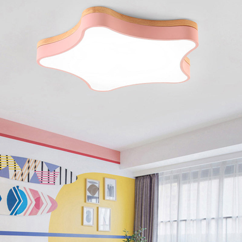 Contemporary Star - Shaped Flush Mount Acrylic Ceiling Light Fixture Pink / 16.5’ Warm