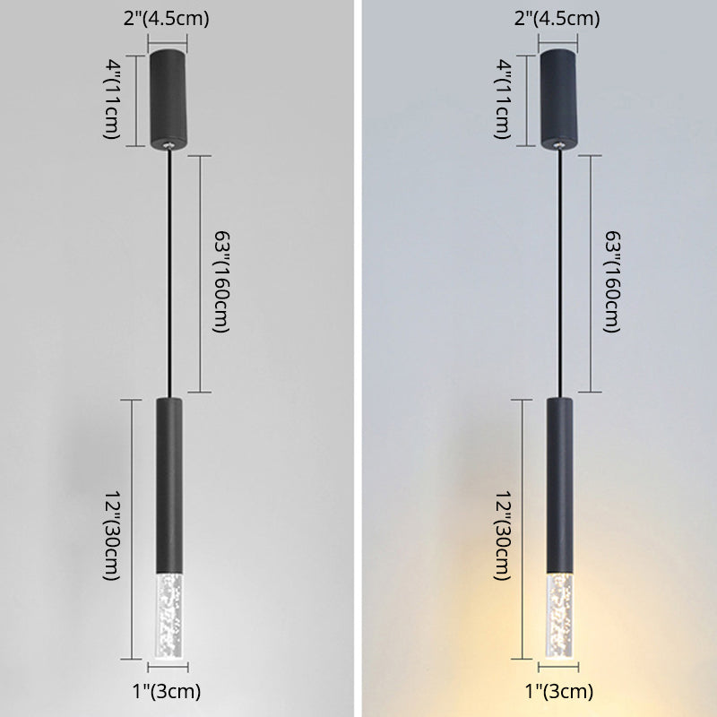 Modern Black Tube Pendant Lamp With Led Acrylic Ceiling Light - Ideal For Bedrooms
