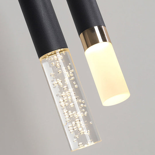 Black Tube Pendant Lamp: Modern Acrylic Led Ceiling Light Fixture For Bedroom
