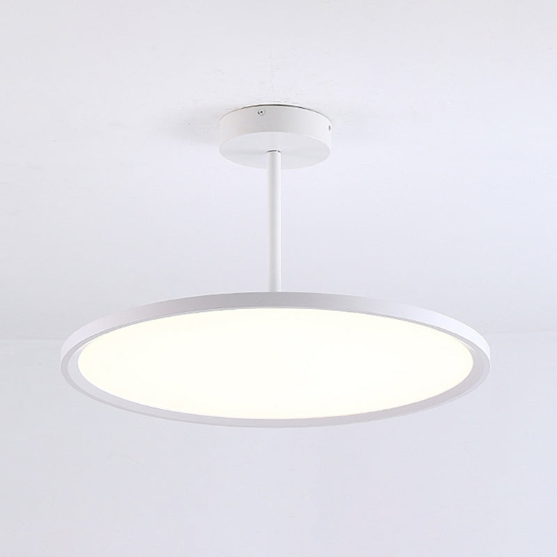 Minimalistic Led Pendant Ceiling Light With Hanging Rod And Flat Shade White / 12 Natural
