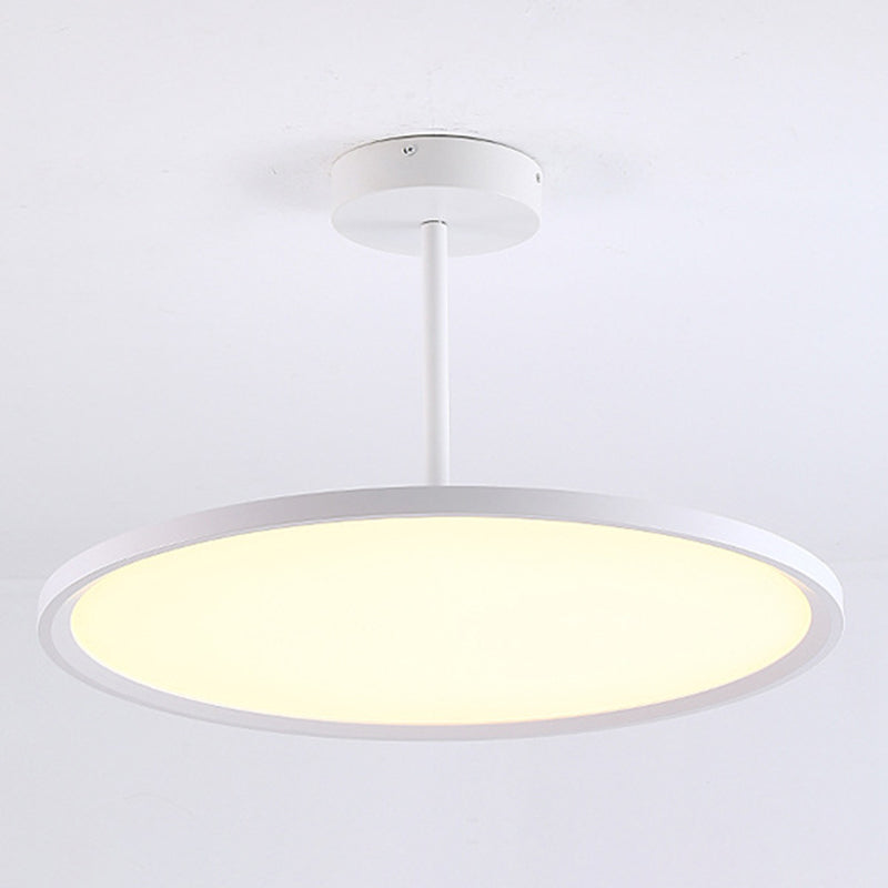 Minimalistic Acrylic Pendant Led Ceiling Light With Hanging Rod – Flat Shade Diner Lighting White
