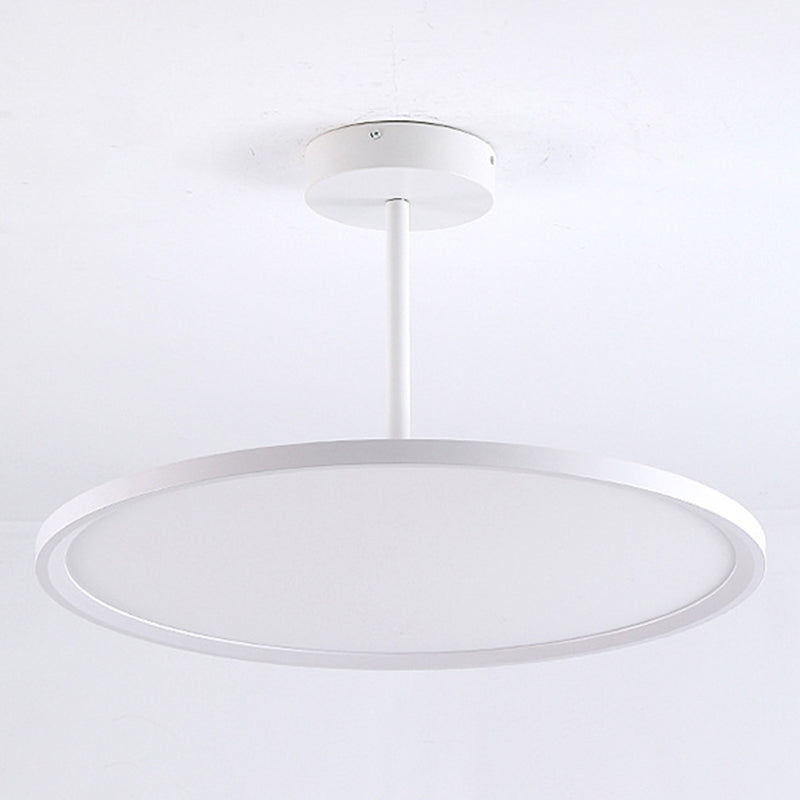 Minimalistic Led Pendant Ceiling Light With Hanging Rod And Flat Shade