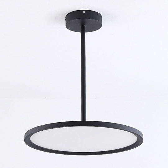 Minimalistic Acrylic Pendant Led Ceiling Light With Hanging Rod – Flat Shade Diner Lighting
