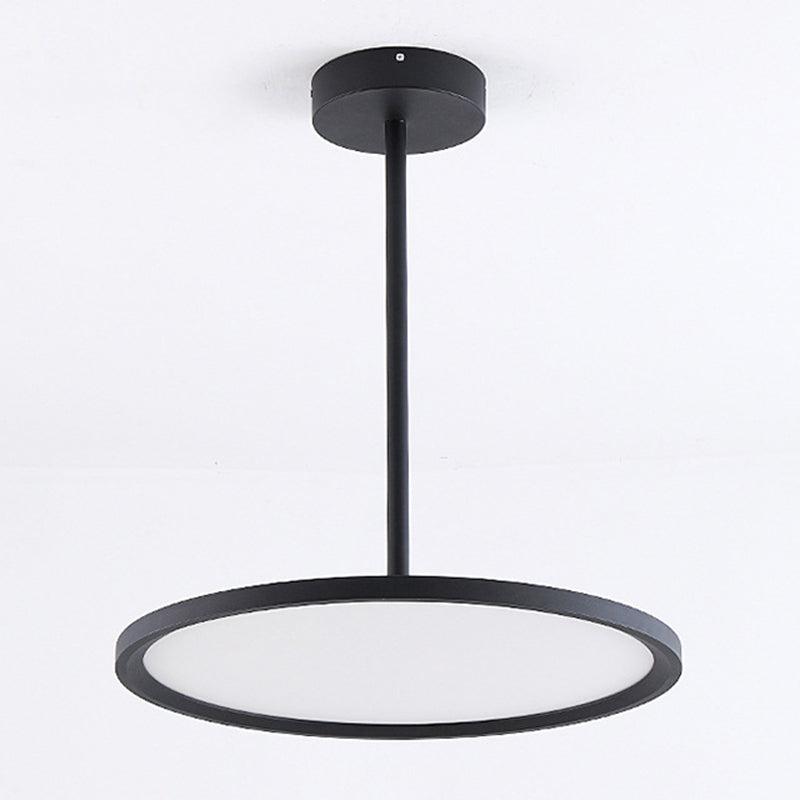 Minimalistic Led Pendant Ceiling Light With Hanging Rod And Flat Shade
