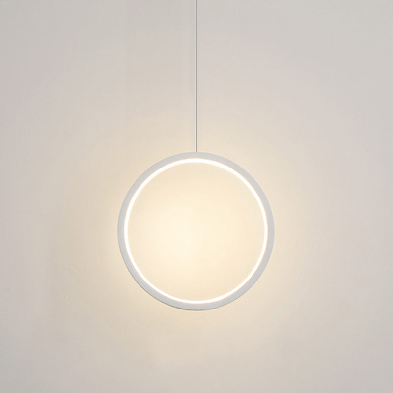 Sleek Metal Led Pendant Light Kit: Minimalist Ring Design For Bedside Suspension 1 / White