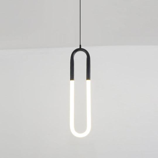 Minimalist U-Shaped Acrylic Led Pendant Light Fixture For Living Room Ceiling Black