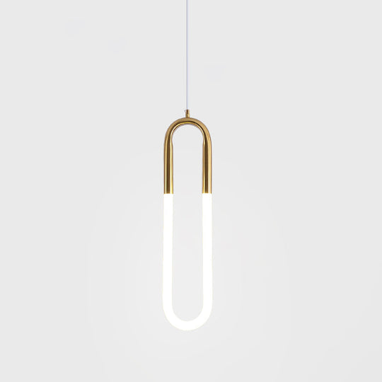 Minimalist U-Shaped Acrylic Led Pendant Light Fixture For Living Room Ceiling Gold