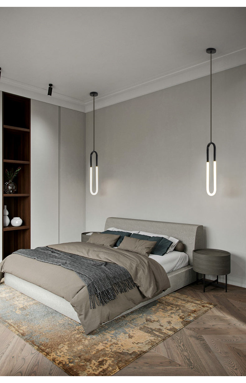 Minimalist U-Shaped Acrylic Led Pendant Light Fixture For Living Room Ceiling