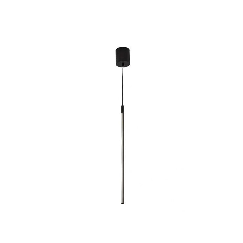 Black Metal Led Stick Pendant - Minimalist Style Linear Suspension Lighting For Bedrooms / 23.5 Warm