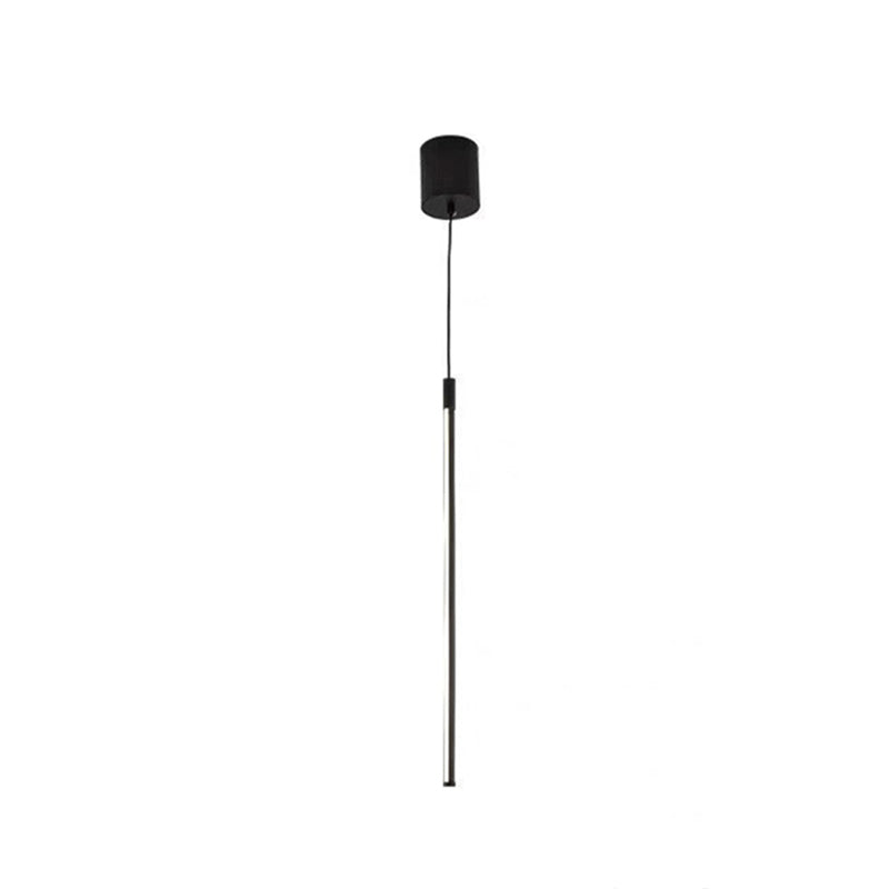 Black Led Stick Pendant: Bedroom Linear Suspension Lighting With Minimalist Metal Design / 31.5’
