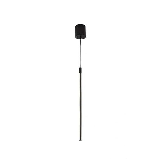 Black Led Stick Pendant: Bedroom Linear Suspension Lighting With Minimalist Metal Design / 31.5’