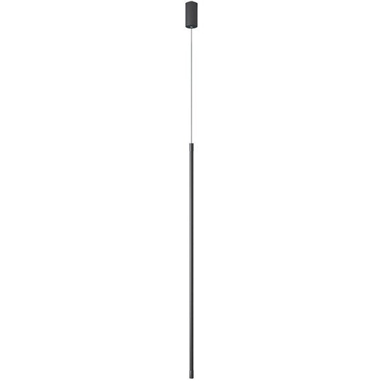 Black Led Stick Pendant: Bedroom Linear Suspension Lighting With Minimalist Metal Design