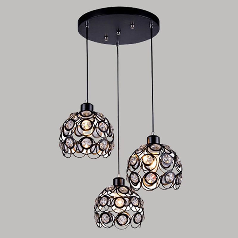Dome-Shaped Crystal Hollow Pendant Lamp: Minimalist Modern Hanging Light Fixture
