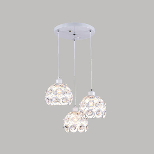 Minimalist Crystal Pendant Lamp With Hollowed-Out Dome Shape 3 / White 8’
